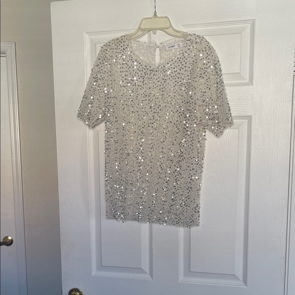 Kiwi Silver Sequin Top